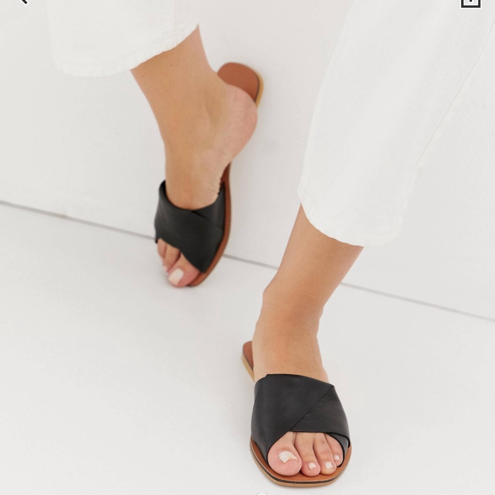 Black leather sandals